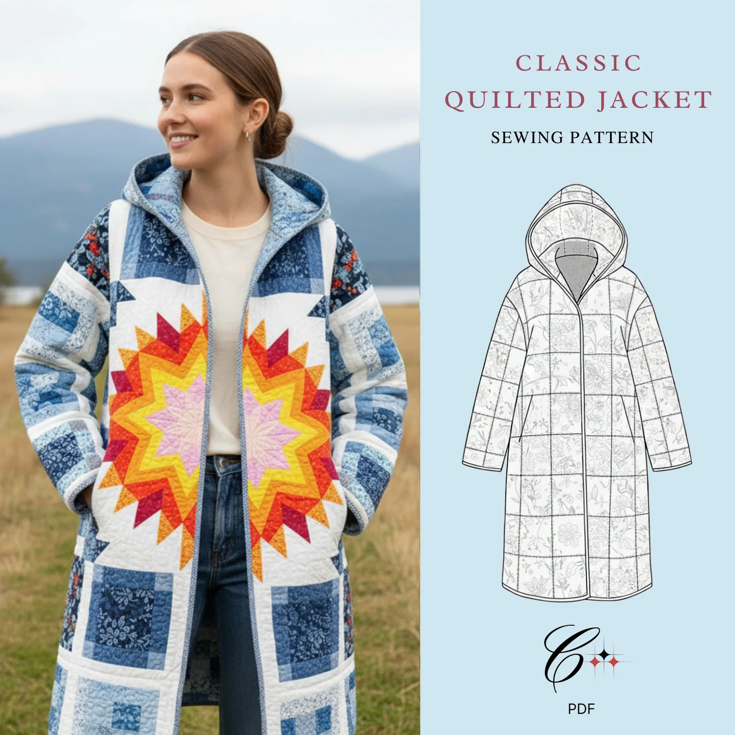 Siena Quilt Coat Sewing Pattern — get the full pattern on Etsy