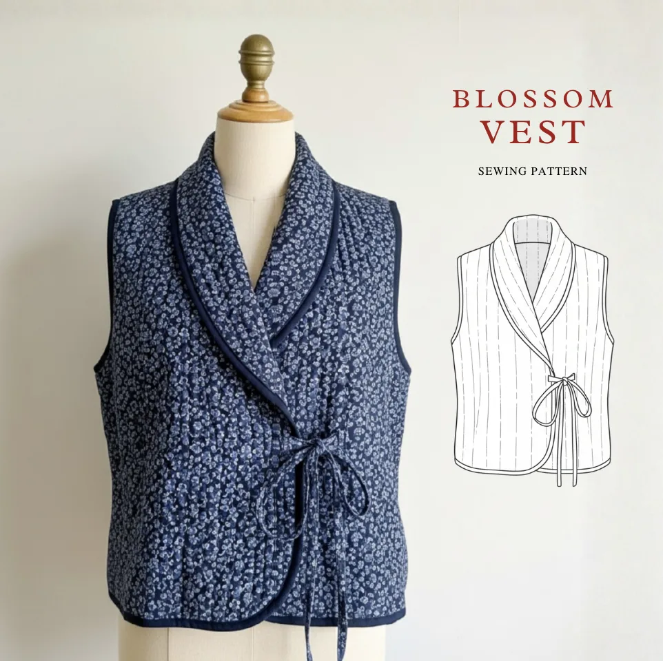 Blossom Quilted Vest Sewing Pattern — get the full pattern on Etsy