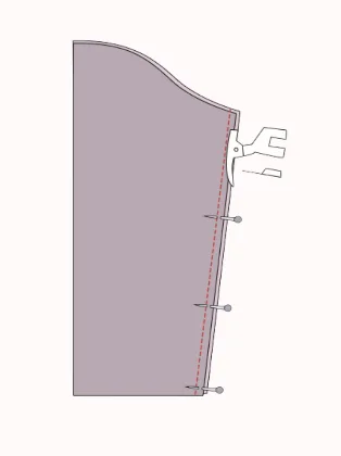2D sewing illustration — setting in sleeves on the LU2COHOUSE Blossom Quilted Coat sewing pattern