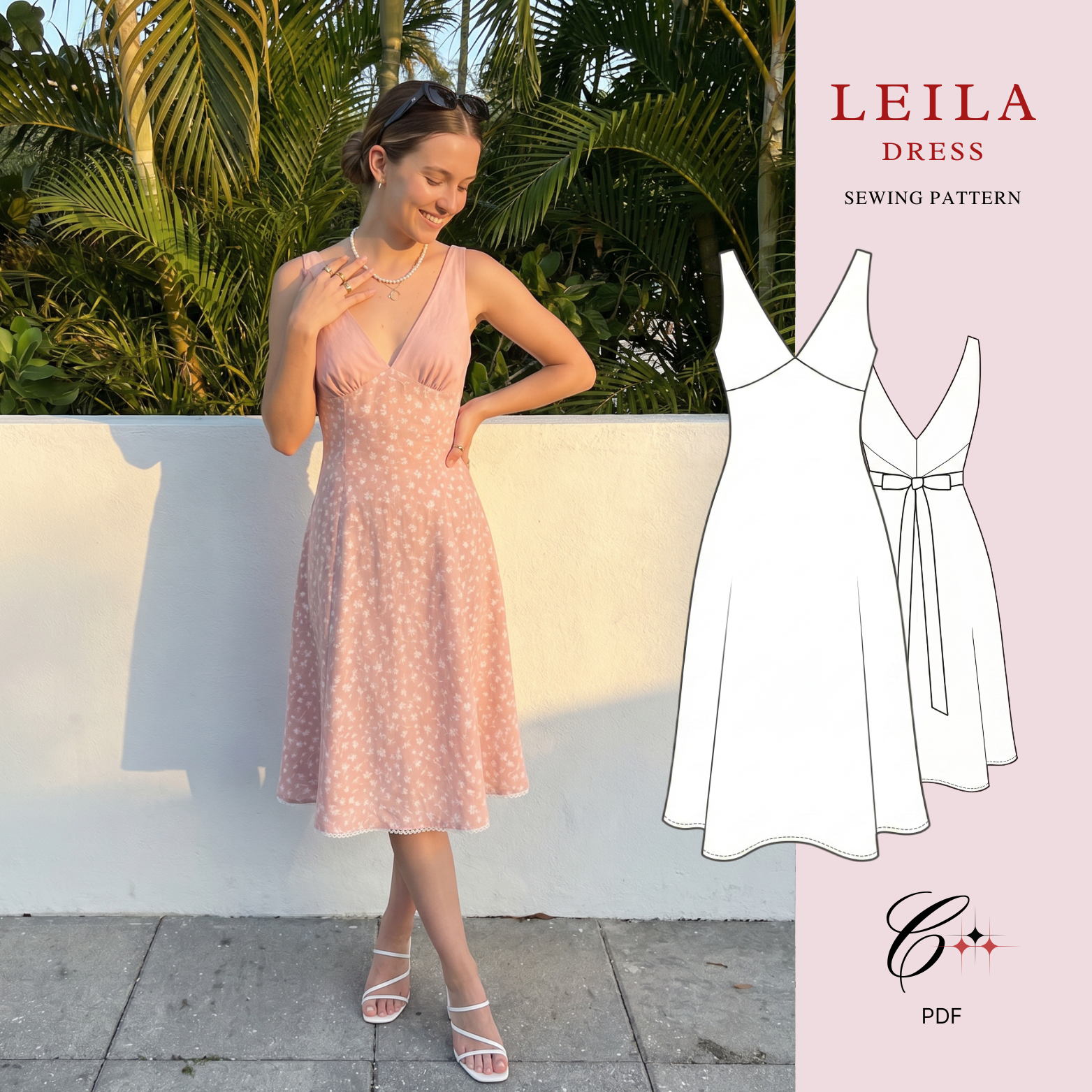 v neck bias cut dress pattern Bias Cut V-neck Dress Sewing Pattern: Aimee Design (US 0-20) (PDF Pattern)