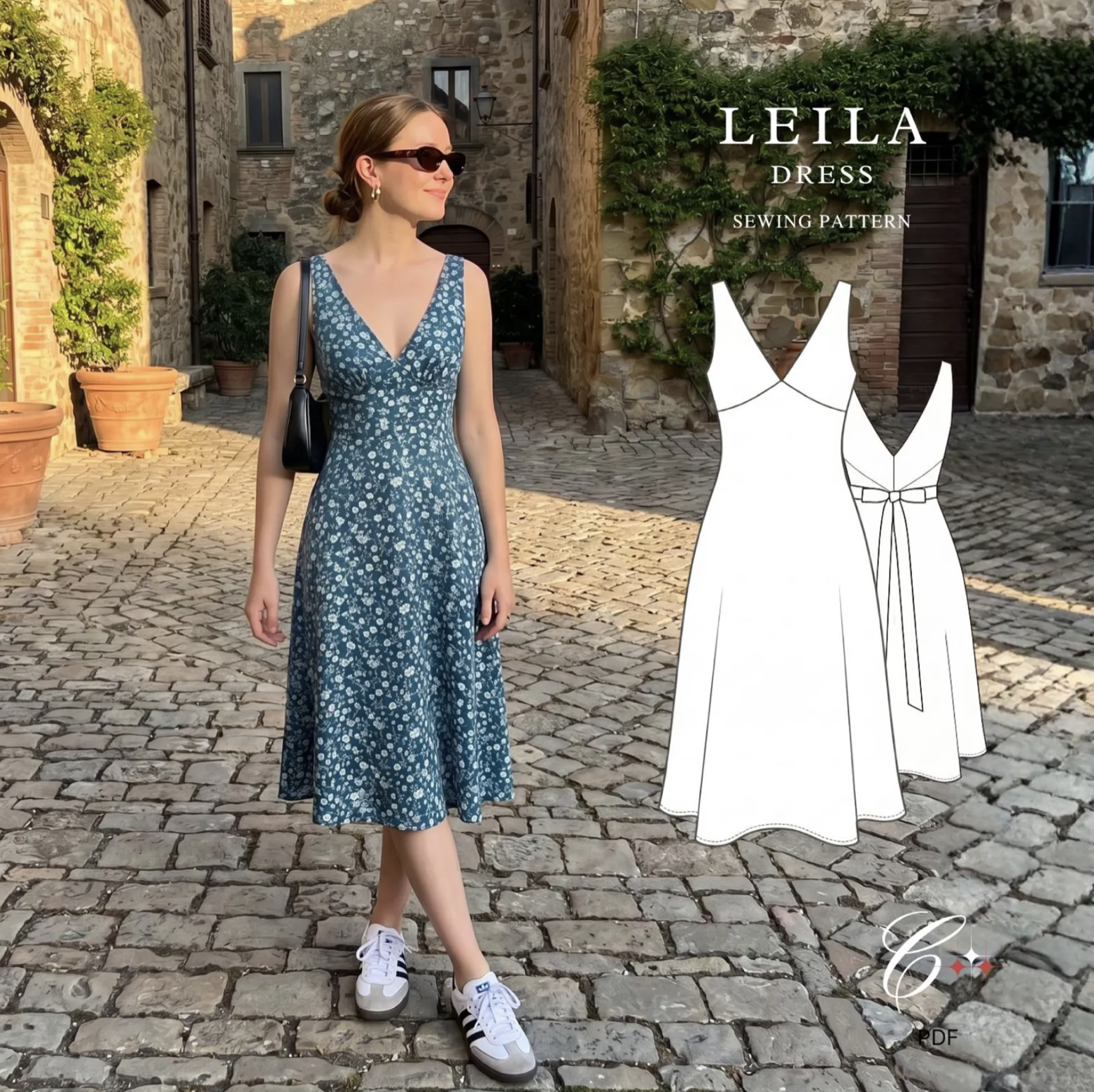 linen midi dress pattern Linen Bias Cut Midi Dress Sewing Pattern | Summer Dress PDF